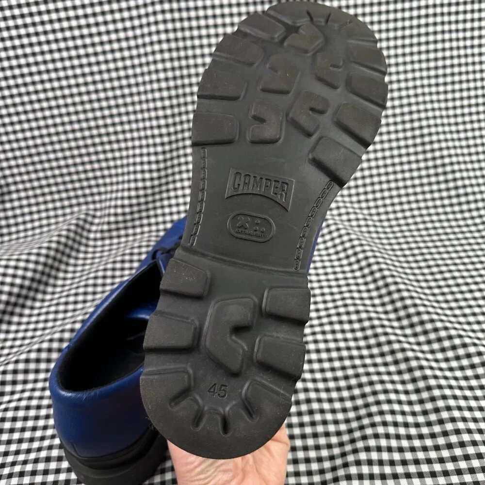 Camper Brutus Bright Blue Leather Lug Sole Lace-Up Sneaker Shoe EU 45 / Men's 11